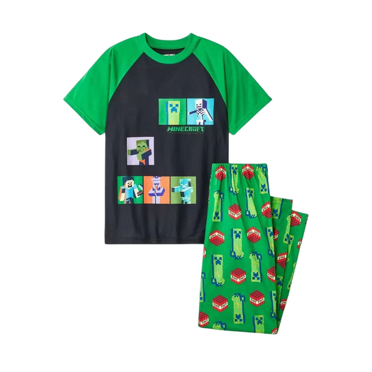 Pijama de dos piezas mono y camisa de minecraft para niños